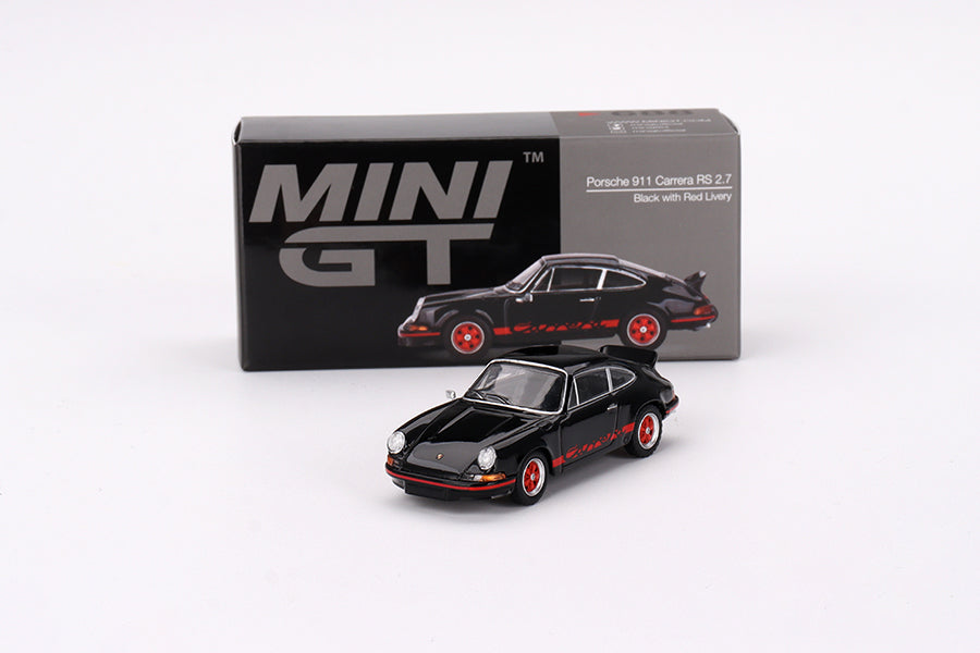 Porsche 911 Carrera RS 2.7 Black with Red Livery 1:64 scale model -  Mini GT