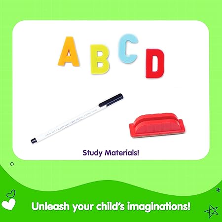 Draw N Write Desktop Slate, 4 in 1 Double Sided Board - Chalk Board & Dry Erase/Magnetic Board, Adjustable Angles, Magnetic Letters and Numbers, 3 Years