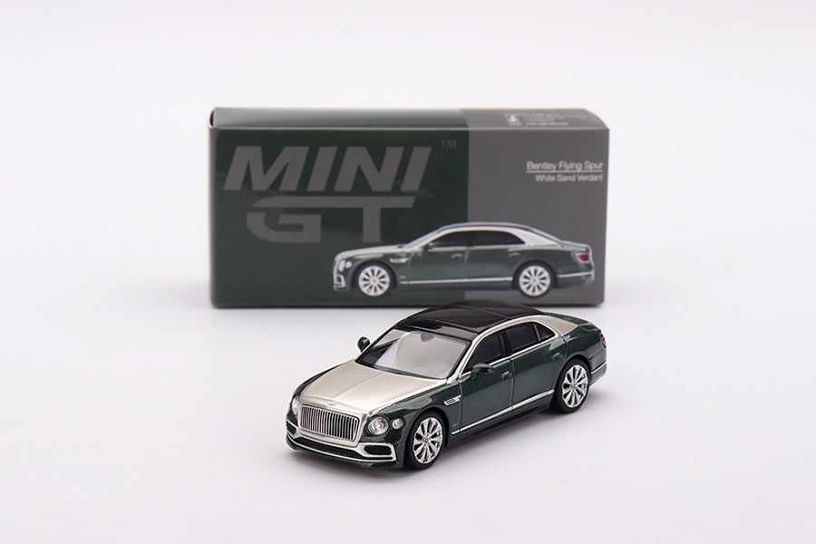 Bently Flying Spur White Sand Verdant 1:64 scale model car - Mini GT