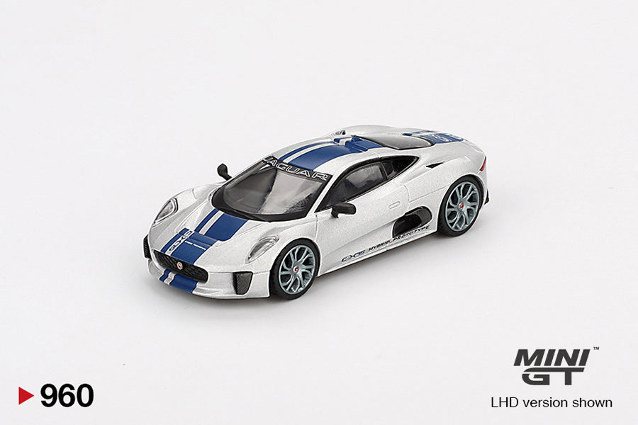Jaguar C-X75 Silver 1:64 scale model car - Mini GT