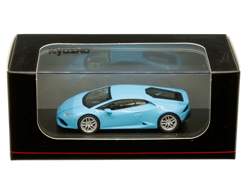Lamborghini HURACAN Blue with Display cover and Base 1:64 scale model car - Kyosho