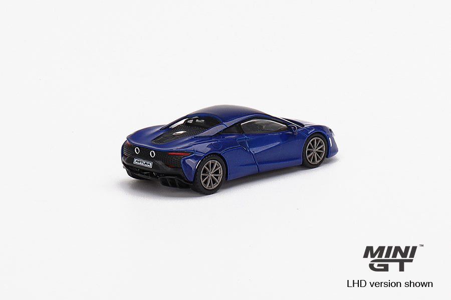 Mclaren Artura Volcano Blue 1:64 scale model car - Mini GT