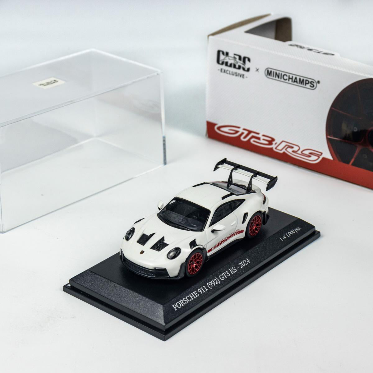 Porsche 911 (992) GT3 RS - 2024 White W Red Decor 1:64 scale model cars - Minichamps