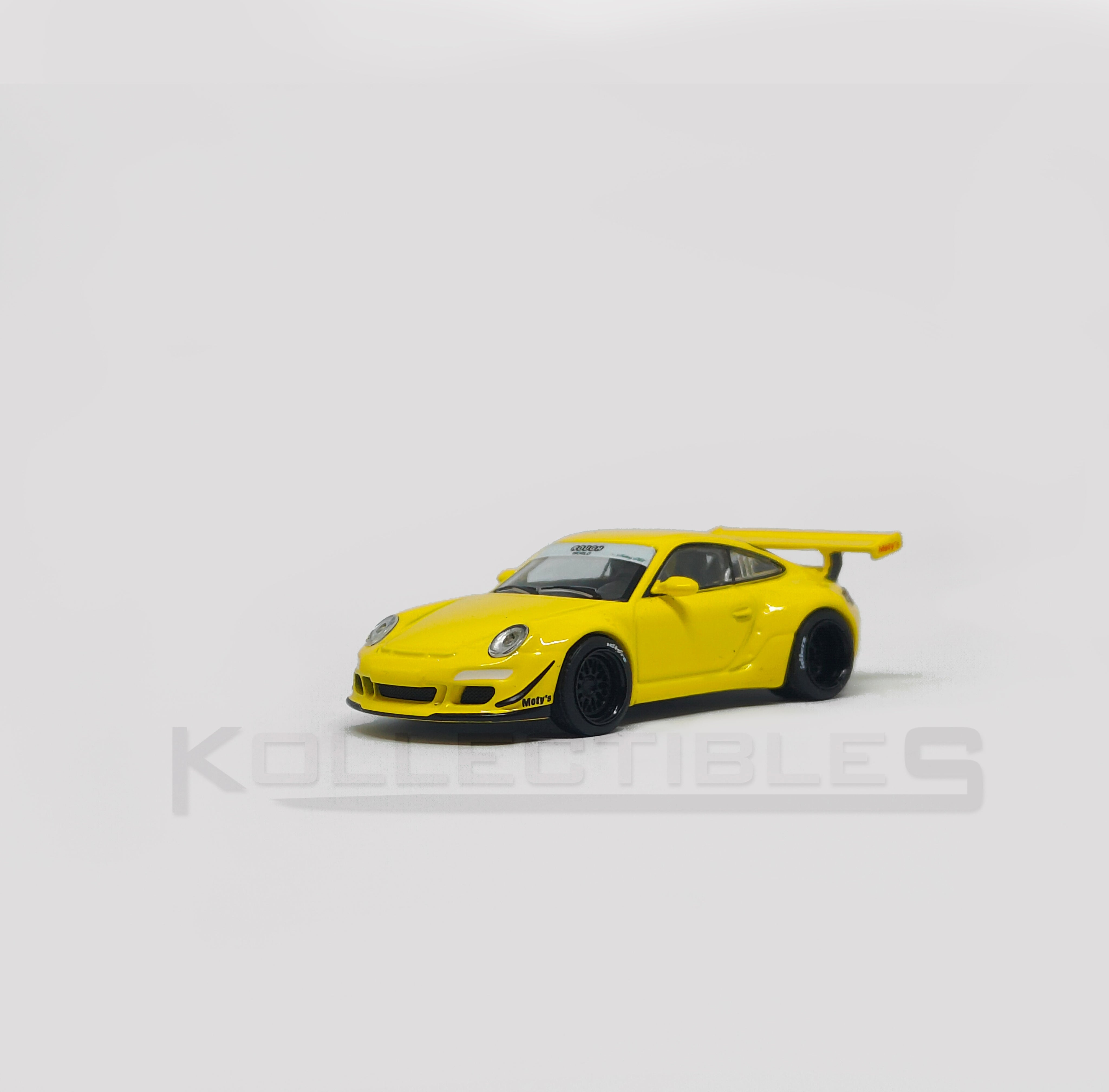 Porsche Rwb 997 yellow 1:64 scale model car- Xcartoys x Poprace