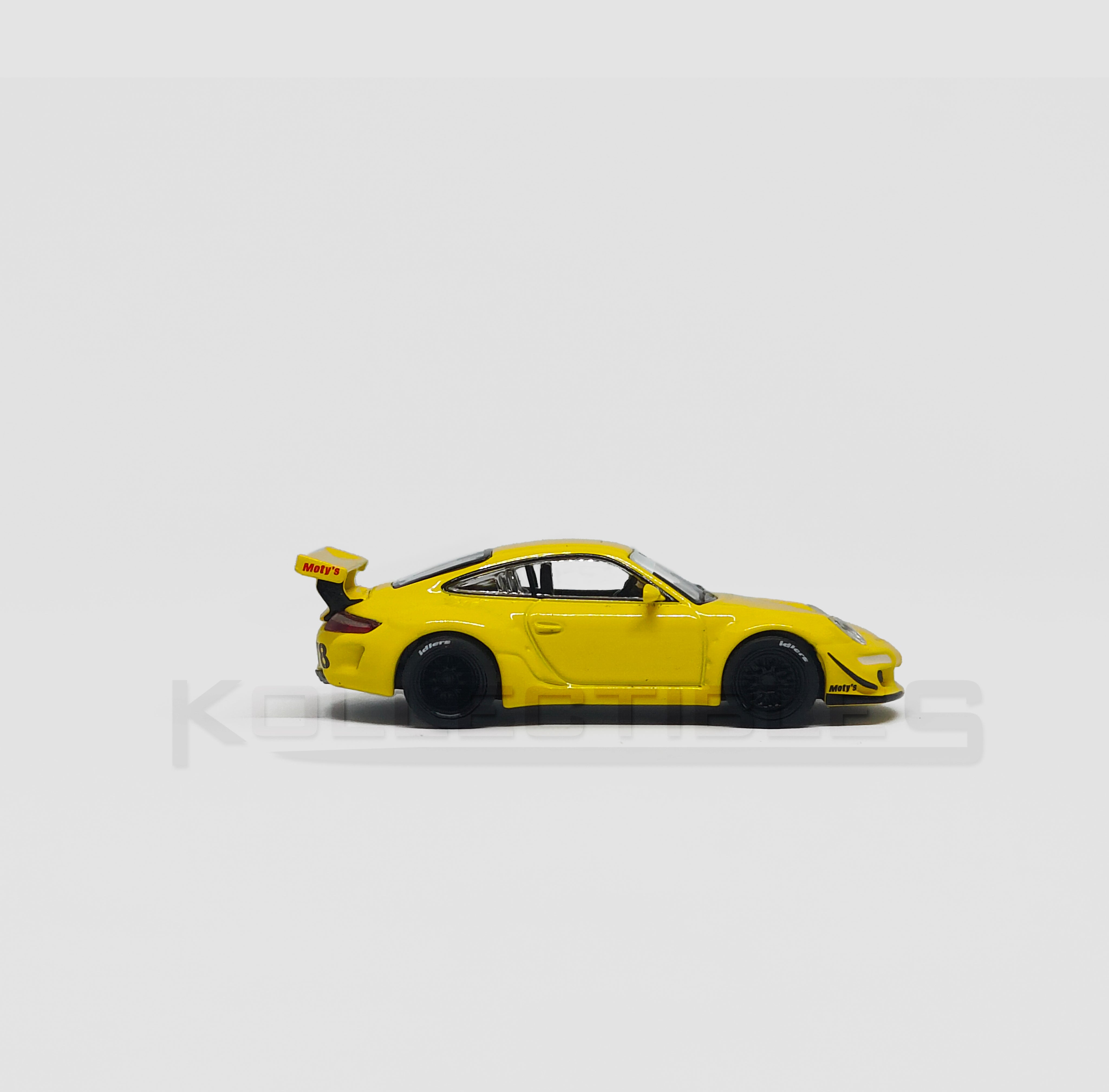 Porsche Rwb 997 yellow 1:64 scale model car- Xcartoys x Poprace