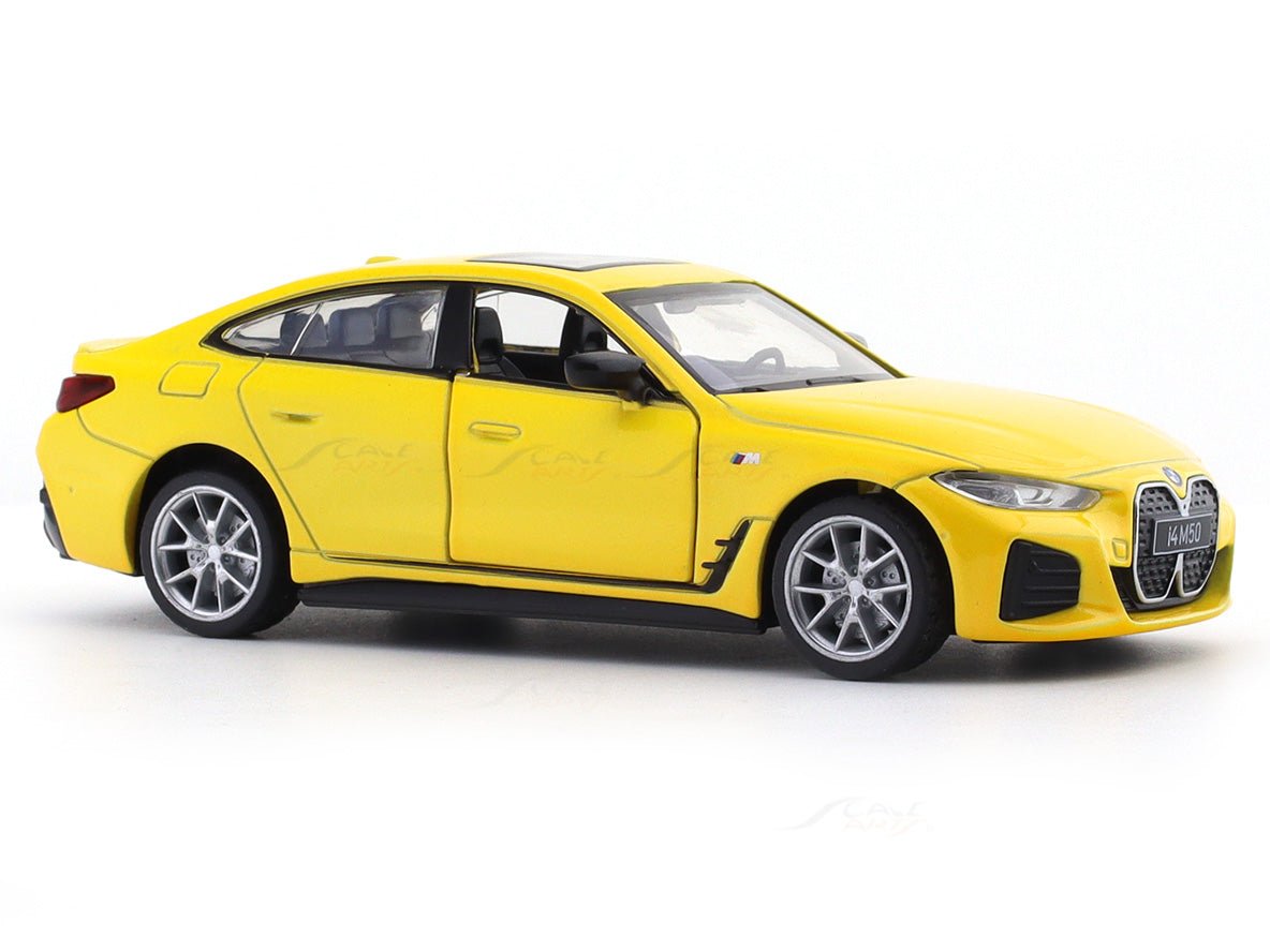 BMW i4 M50 Yellow 1:34 MSZ licensed pullback diecast Scale Model car collectible