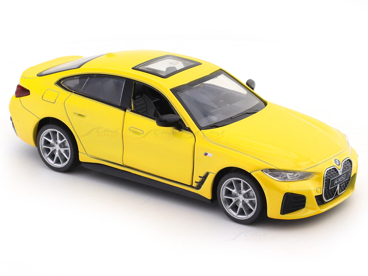BMW i4 M50 Yellow 1:34 MSZ licensed pullback diecast Scale Model car collectible