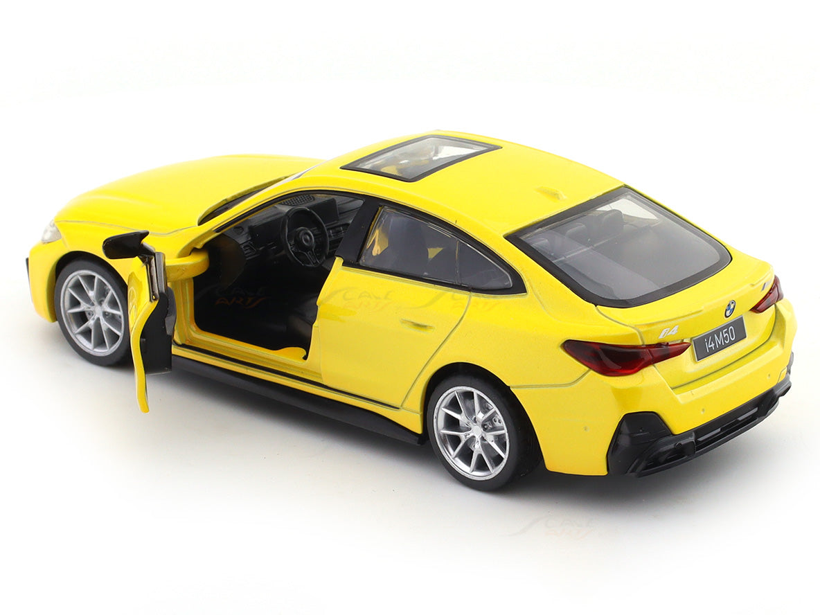 BMW i4 M50 Yellow 1:34 MSZ licensed pullback diecast Scale Model car collectible