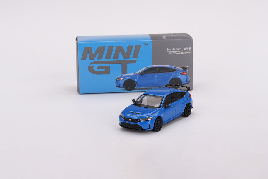 Honda Civic Type R Boost Blue Pearl 2023 Blister packaging 1:64 scale model car - Mini Gt