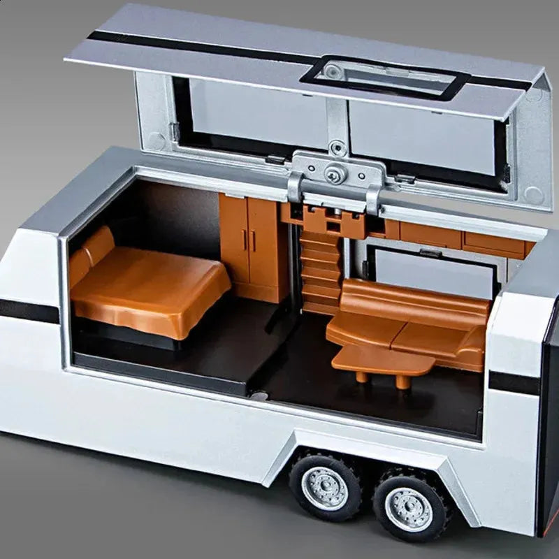 Tesla Cybertruck Trailer Camper 1:32 Diecast Scale model GREY