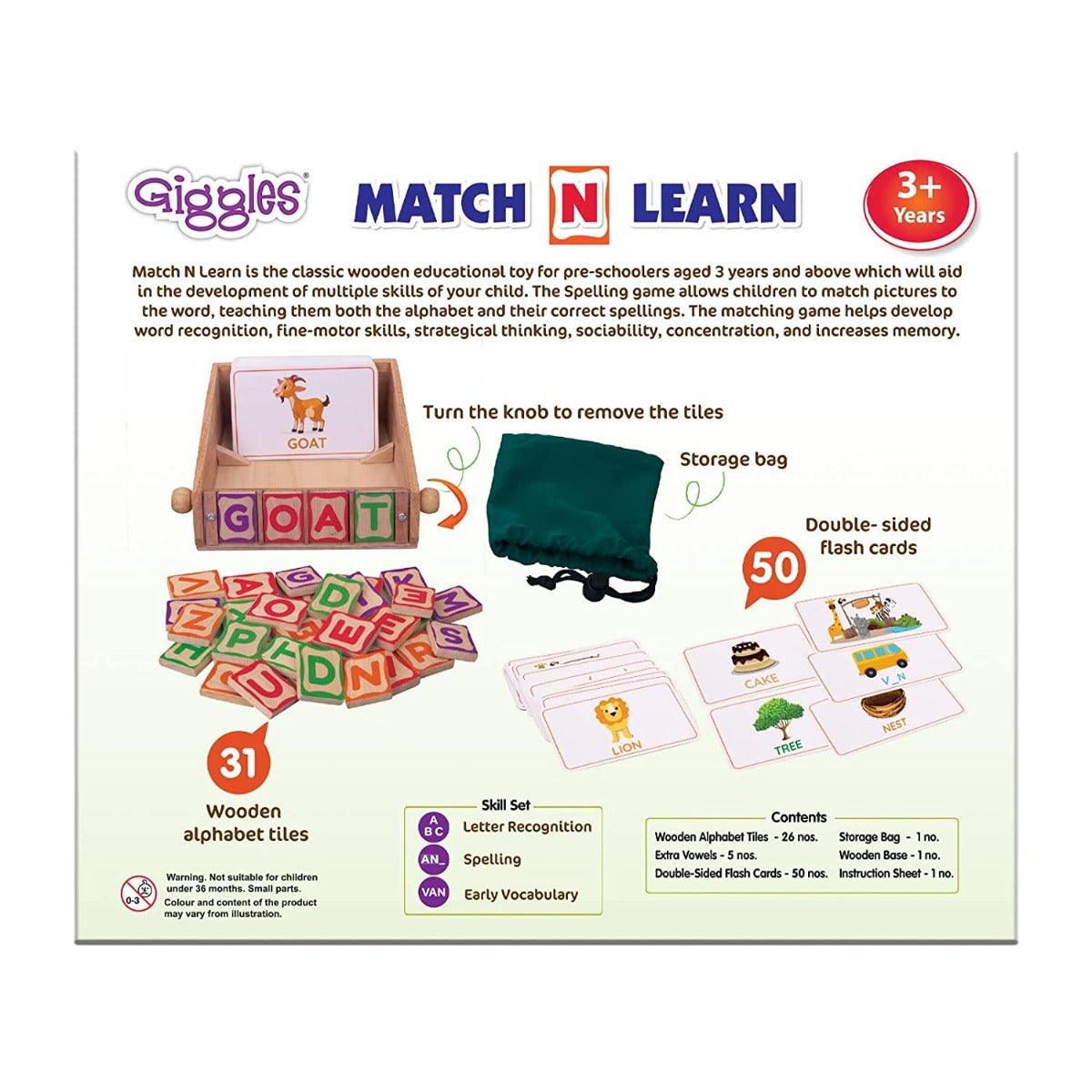 Match n Learn - Educational Toy for Ages 3-12 Years