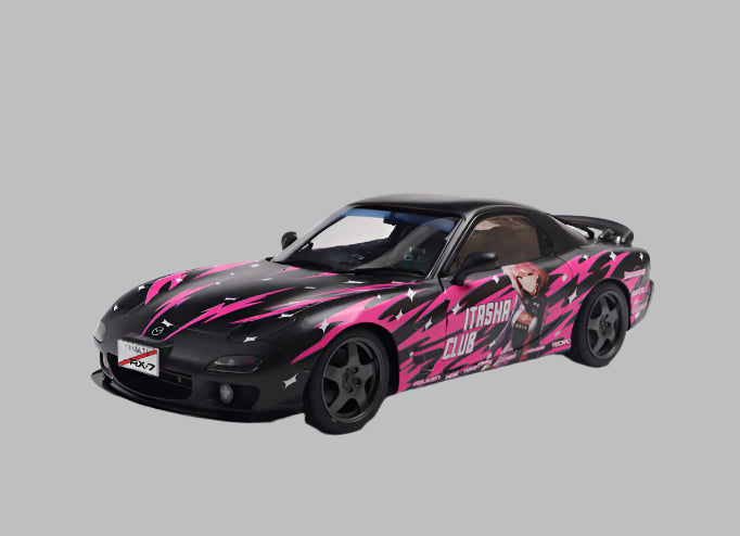 Mazda RX7 works Itasha Club Pink 1999 1:18 scale model car