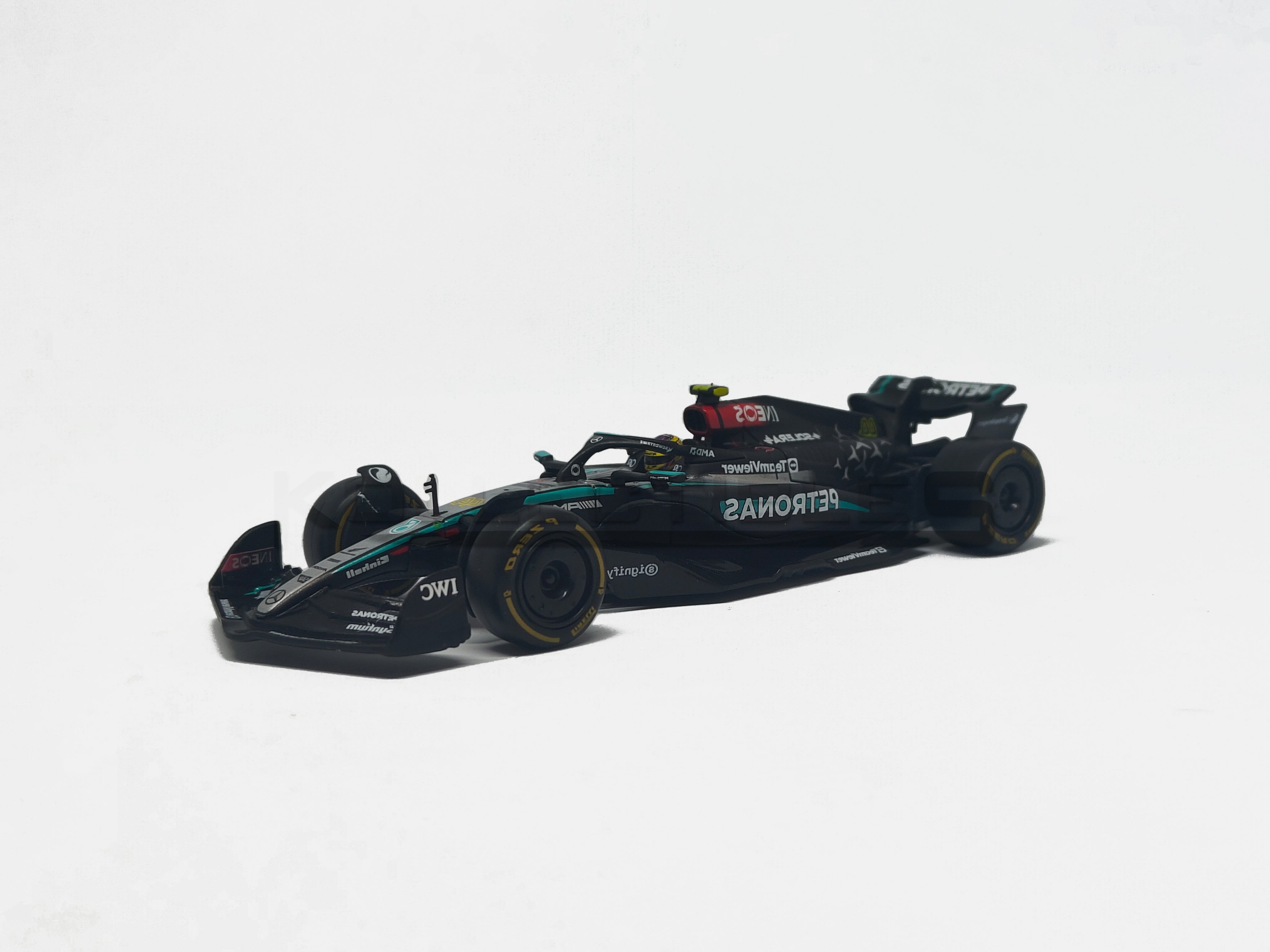 Mercedes AMG W-15 Formula 1 2024 Lewis Hamilton 1:43 scale model car with Acrylic case - Bburago