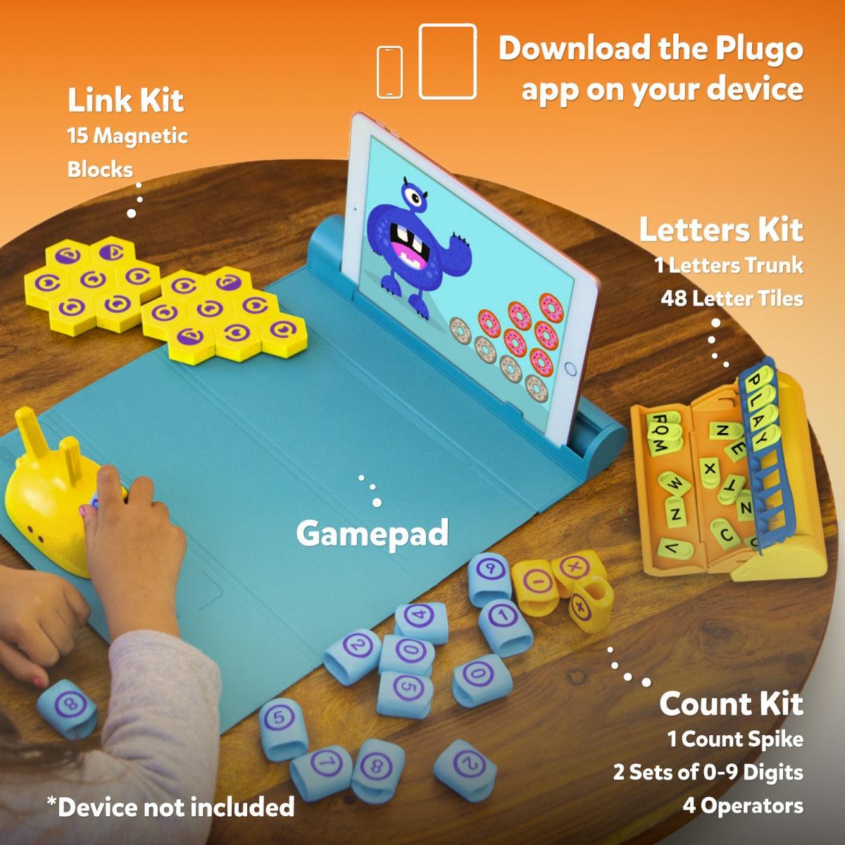 Plugo STEM Wiz Pack - Count, Letters & Link Kits for Kids Ages 4-10 Years (App Based, Device Not Included)