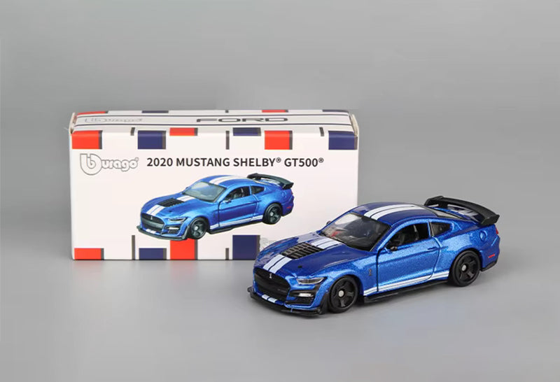 Shelby GT500 Blue 1:64 scale model car - Bburago