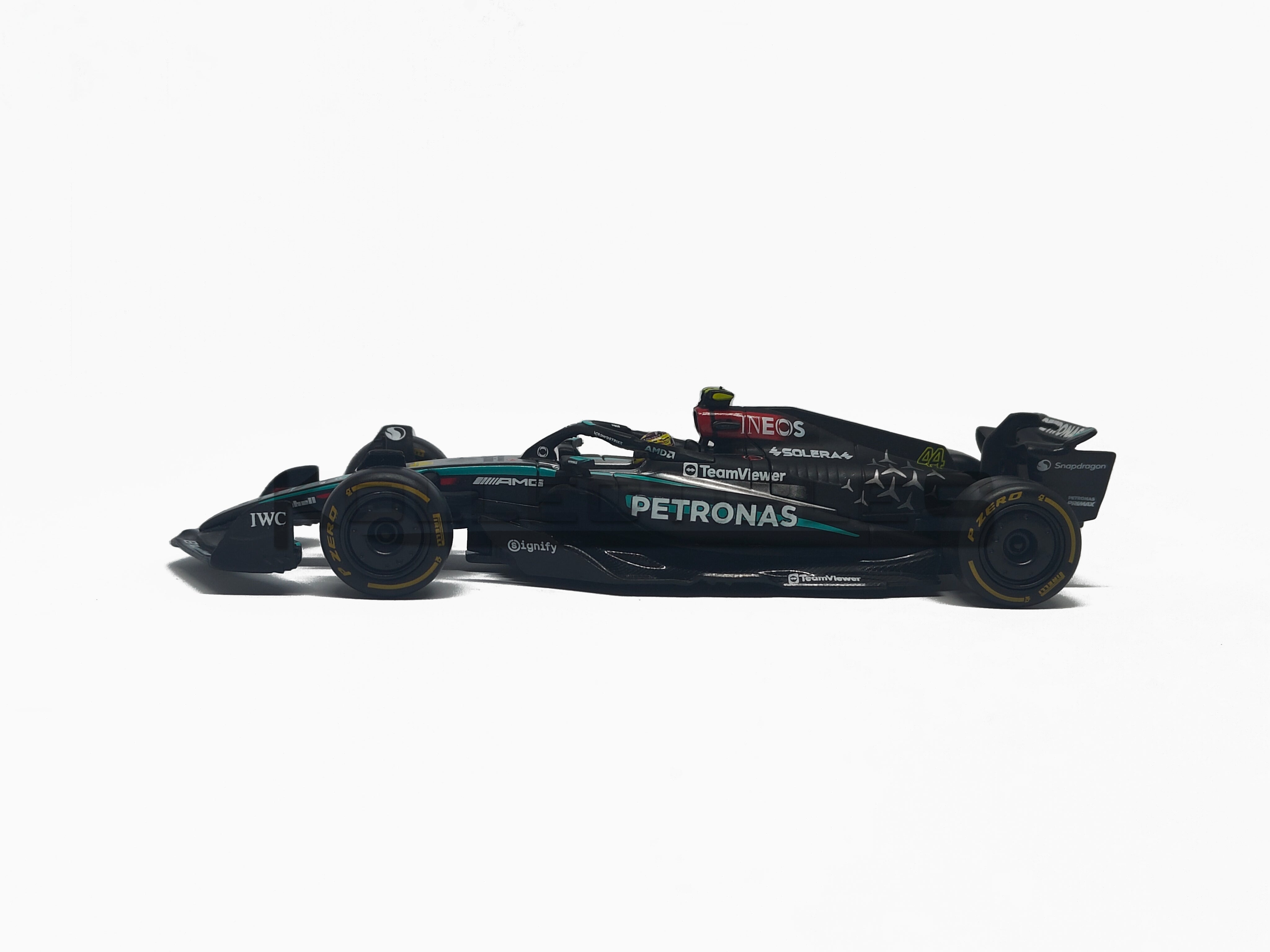 Mercedes AMG W-15 Formula 1 2024 Lewis Hamilton 1:43 scale model car with Acrylic case - Bburago